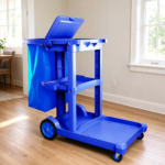 Commercial Cleaning Janitorial Cart with Cover and Vinyl Bag Blue