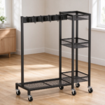 Broom Holder with Cleaning Supplies Organizer and Storage Cabinet